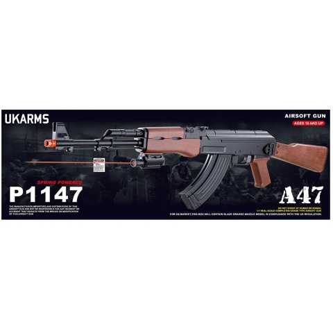 UK Arms P1147 AK-47 Spring Rifle w/ Laser - BLACK