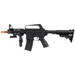 WELL Airsoft M16A5 CQB Spring Rifle w/ Laser, Foregrip - BLACK