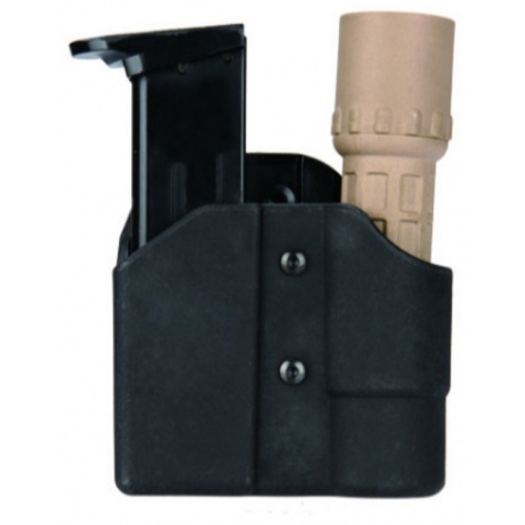 AMA Tactical ABS Polymer Pistol Mag and Flashlight Carrier - BLACK
