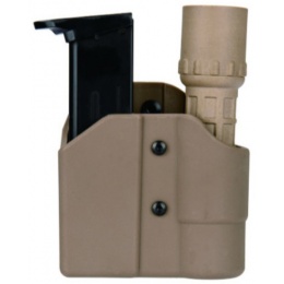 AMA Tactical ABS Polymer Pistol Mag and Flashlight Carrier - TAN