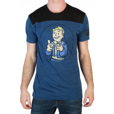 BioWorld Men's Fallout Charisma Yoke T-Shirt - BLUE/BLACK