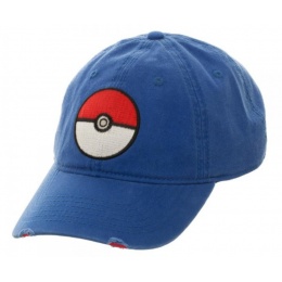 BioWorld Cotton Twill Pokemon Pokeball Strapback Dad Hat - BLUE