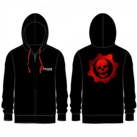 BioWorld Gears of War Logo Zip-Up Hoodie Sweatshirt - BLACK