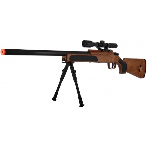 CYMA MK51 Bolt Action Airsoft Spring Sniper Rifle w/ Scope & Bipod (Color: Faux Wood)