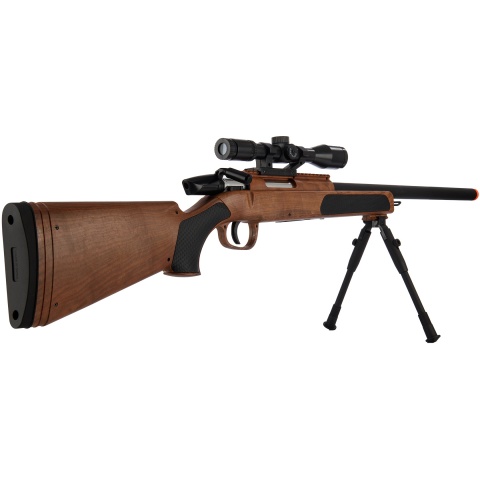 CYMA MK51 Bolt Action Airsoft Spring Sniper Rifle w/ Scope & Bipod (Color: Faux Wood)
