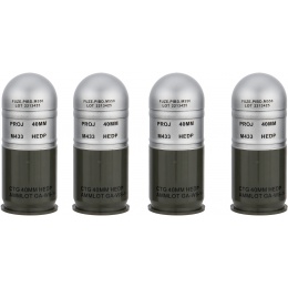 AMA M433HE-1 Airsoft 40mm Dummy Grenade Shells - 4 Pack - SILVER
