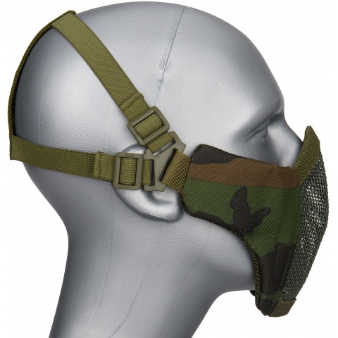 WoSport Low Carbon Steel Mesh Nylon Lower Face Mask - WOODLAND