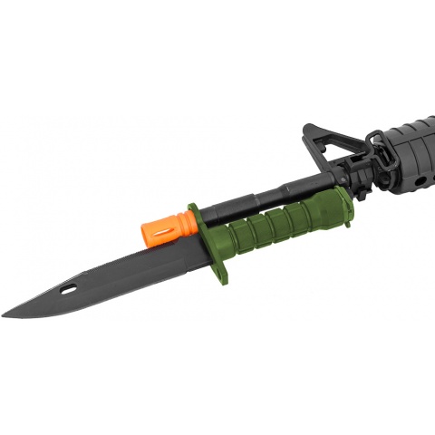 Lancer Tactical Airsoft M9 Rubber Bayonet M4/M16 Knife - OLIVE DRAB