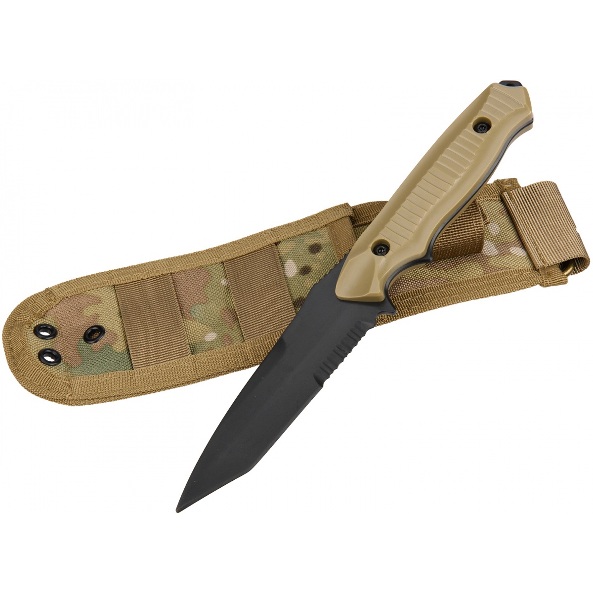 AMA Rubber Plastic Training Knife w/ Sheath Holster TAN Airsoft