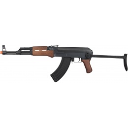 Lancer Tactical AK47 AEG Airsoft Rifle w/ Folding Stock [w/ Battery & Charger] - BLACK/WOOD