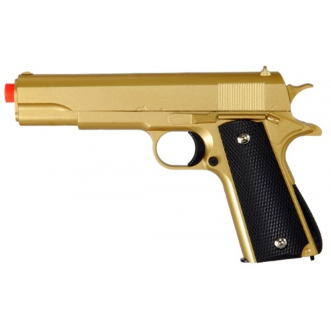 UK Arms Airsoft 1911 Metal Spring Powered Pistol - GOLD