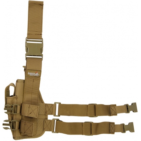 Lancer Tactical Airsoft Drop Leg Nylon Holster Accessory (Color: Tan)