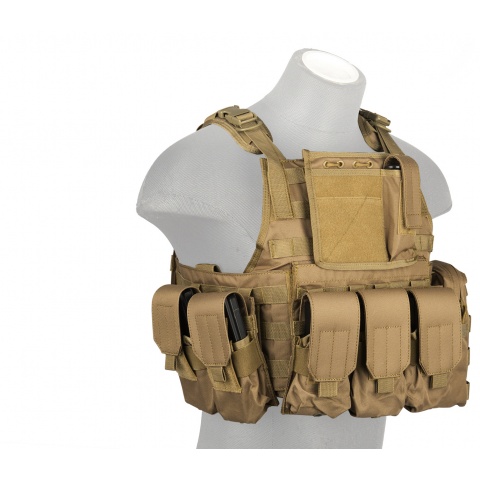 Lancer Tactical 1000D Nylon Tactical Assault Plate Carrier - TAN