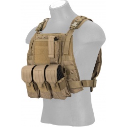 Lancer Tactical 1000D Nylon MOLLE Tactical Vest w/ Pouch System (Tan)