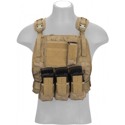 Lancer Tactical 1000D Nylon MOLLE Tactical Vest w/ Pouch System (Tan)