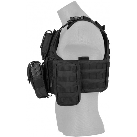 Lancer Tactical 600D Nylon Assault Tactical Vest (Black)