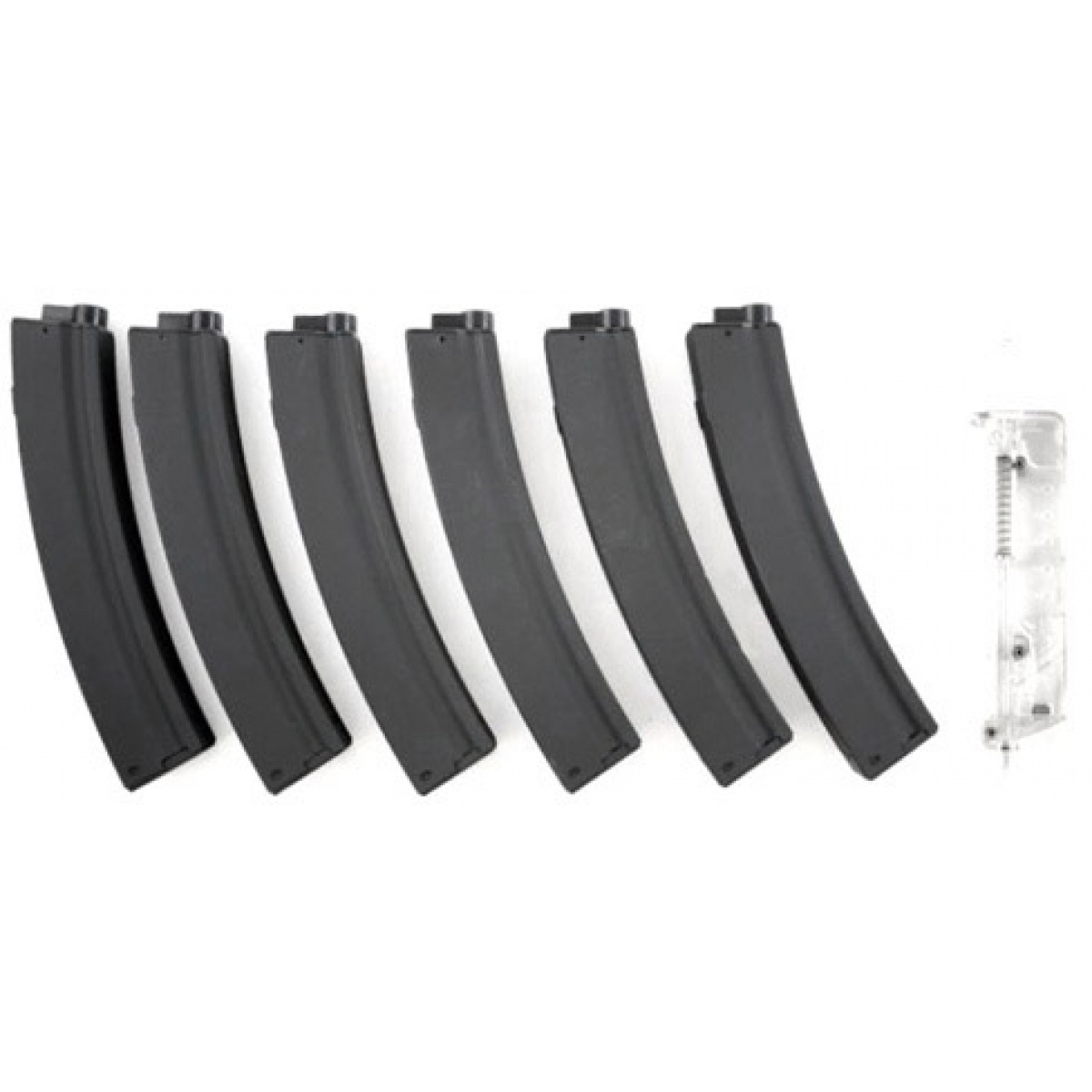 6X SRC Airsoft 50rd M5 / MP5 AEG Low Capacity Magazines w/ Speedloader