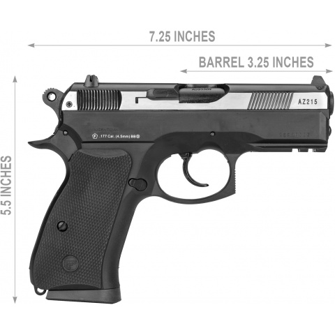 ASG CZ 75D Compact Dual-Tone CO2 Non-Blowback Airgun Pistol - BLACK/SILVER