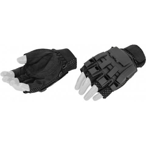 AMA Airsoft Tactical Armored Half Finger Glove Set (LARGE) - BLACK