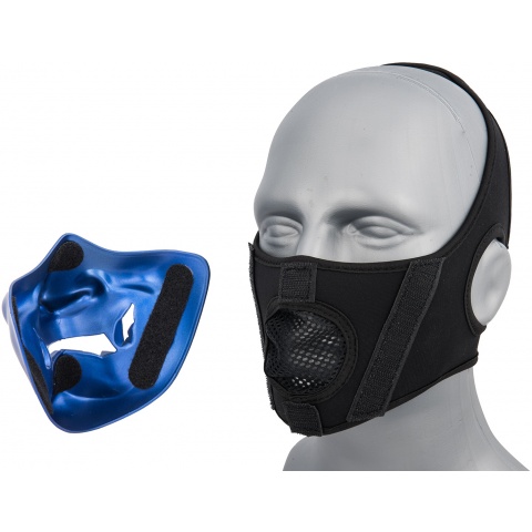 WoSport Yokai Ogre Half Face Mask w/ Soft Padding - BLUE/GOLD