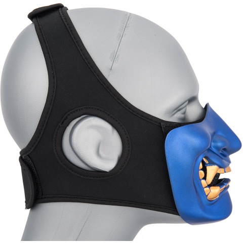 WoSport Yokai Ogre Half Face Mask w/ Soft Padding - BLUE/GOLD