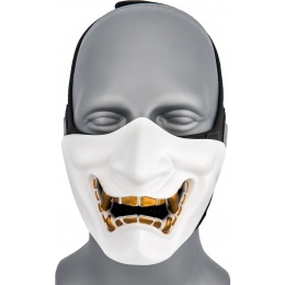 WoSport Yokai Ogre Half Face Mask w/ Soft Padding - WHITE/GOLD