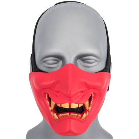 G-Force Yokai Ogre Half Face Mask w/ Soft Padding - RED/GOLD