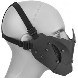 WoSport Adjustable Retro Mecha Half Face Mask - BLACK
