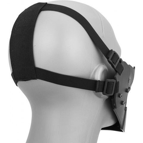 WoSport Adjustable Retro Mecha Half Face Mask - BLACK