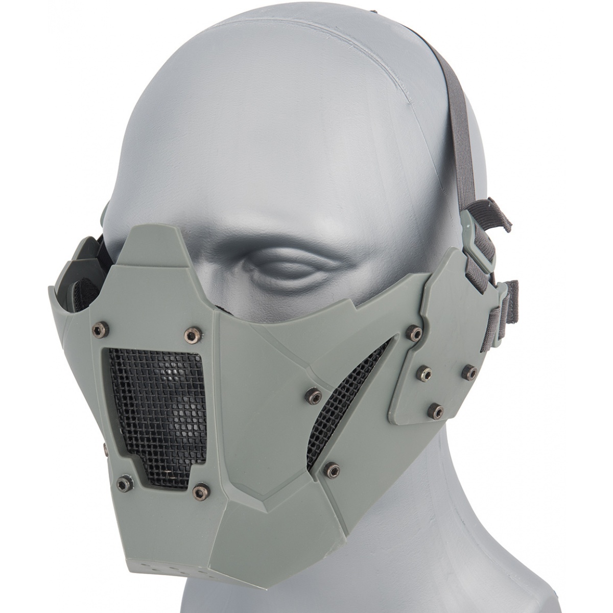 WoSport Adjustable Retro Mecha Half Face Mask - GRAY | Airsoft Megastore