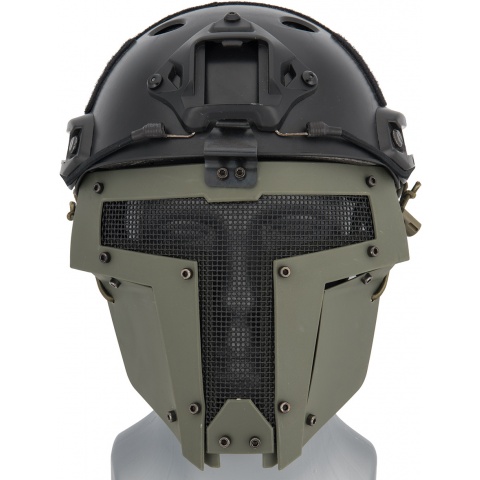 WoSport Adjustable T-Shaped Mesh Full Face Mask - OD GREEN