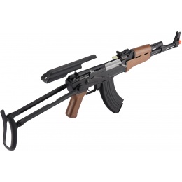 JG Full Metal AK-47 Faux Wood Metal Gearbox AEG Rifle - BLACK