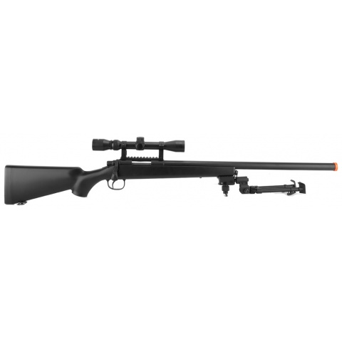 AGM Bolt Action VSR-10 Airsoft Sniper Rifle + Bipod + Scope - BLACK