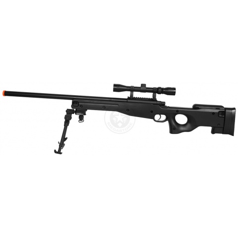 AGM MK96 Bolt Action Airsoft Sniper Rifle w/ Scope and Bipod - BLACK