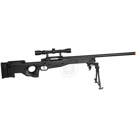 AGM MK96 Bolt Action Airsoft Sniper Rifle w/ Scope and Bipod - BLACK