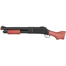 UK Arms Pump Action Polymer Spring Shotgun - BLACK/FAUX WOOD
