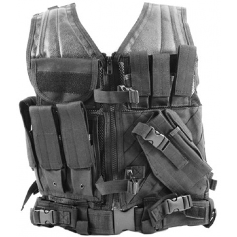 NcStar Military Cross Draw Tactical Vest w/ Integrated Holster