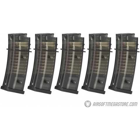 ARES 5 Pack 45 Round Low Capacity Airsoft G36 Magazines - BLACK