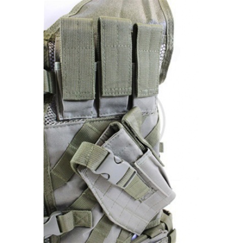 NcStar Military Cross Draw Tactical Vest w/ Holster - OD GREEN