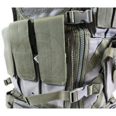 NcStar Military Cross Draw Tactical Vest w/ Holster - OD GREEN