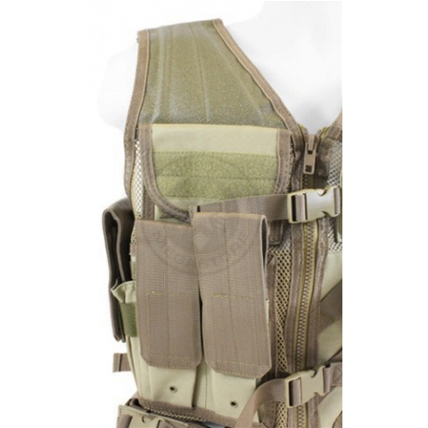 NcStar Military Cross Draw Tactical Vest w/ Integrated Holster - Tan