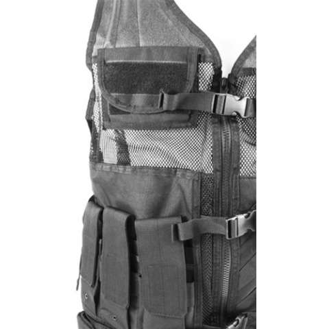 NcStar Military Cross Draw Vest w/ Integrated Holster - BLACK 2XL-3XL