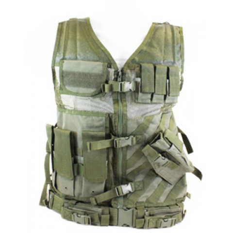 NcStar Airsoft 2XL - 3XL Cross Draw Tactical Vest w/ Holster - OD