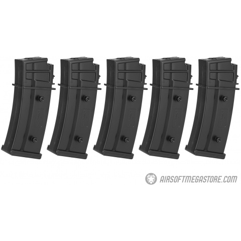 ARES 5-Pk 30 Rd  Lightweight Low Capacity Airsoft G36 Magazines - BLACK