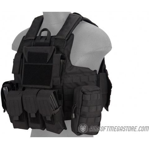 Lancer Tactical 1000D Nylon Tactical Strike Assault Vest (Black)