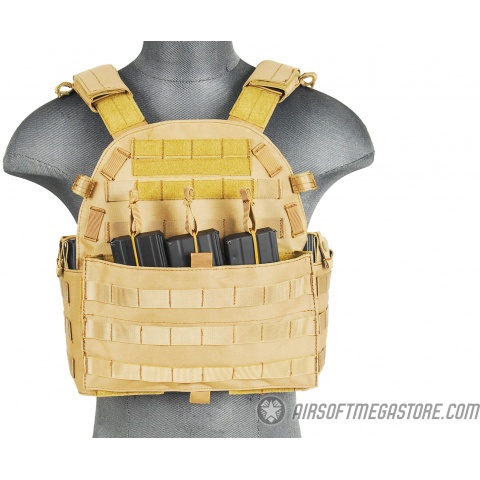 Lancer Tactical 1000D Nylon Airsoft MOLLE Plate Carrier - TAN