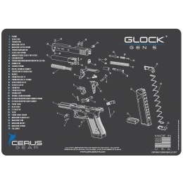 Cerus Gear Schematics for GLOCK GEN 5 Promat Pistol Mat - GRAY