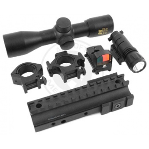 NcStar Tri-Mount 4x30 Scope Combo w/  Micro Red Dot and Flashlight