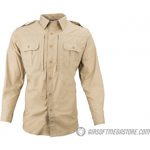 Propper Ripstop Reinforced Tactical Long-Sleeve Shirt (MEDIUM) - KHAKI