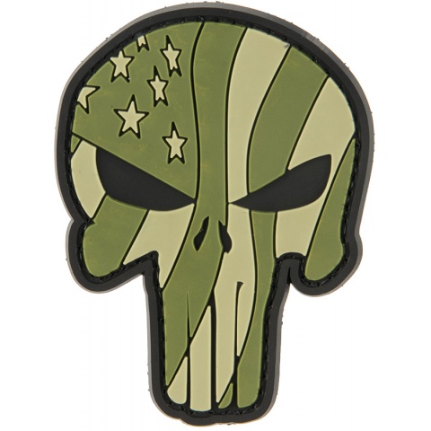 G-Force Punisher Flag - GREEN Waving US Flag Punisher PVC Morale Patch